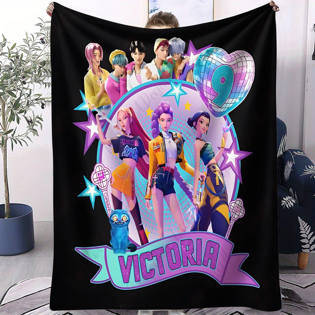 K-POP Demon Hunters Flannel Throw Blanket Huntrix Tiger Soft Warm Sofa Bed Cover Travel Camping Home Leisure for Girls Fans Gift