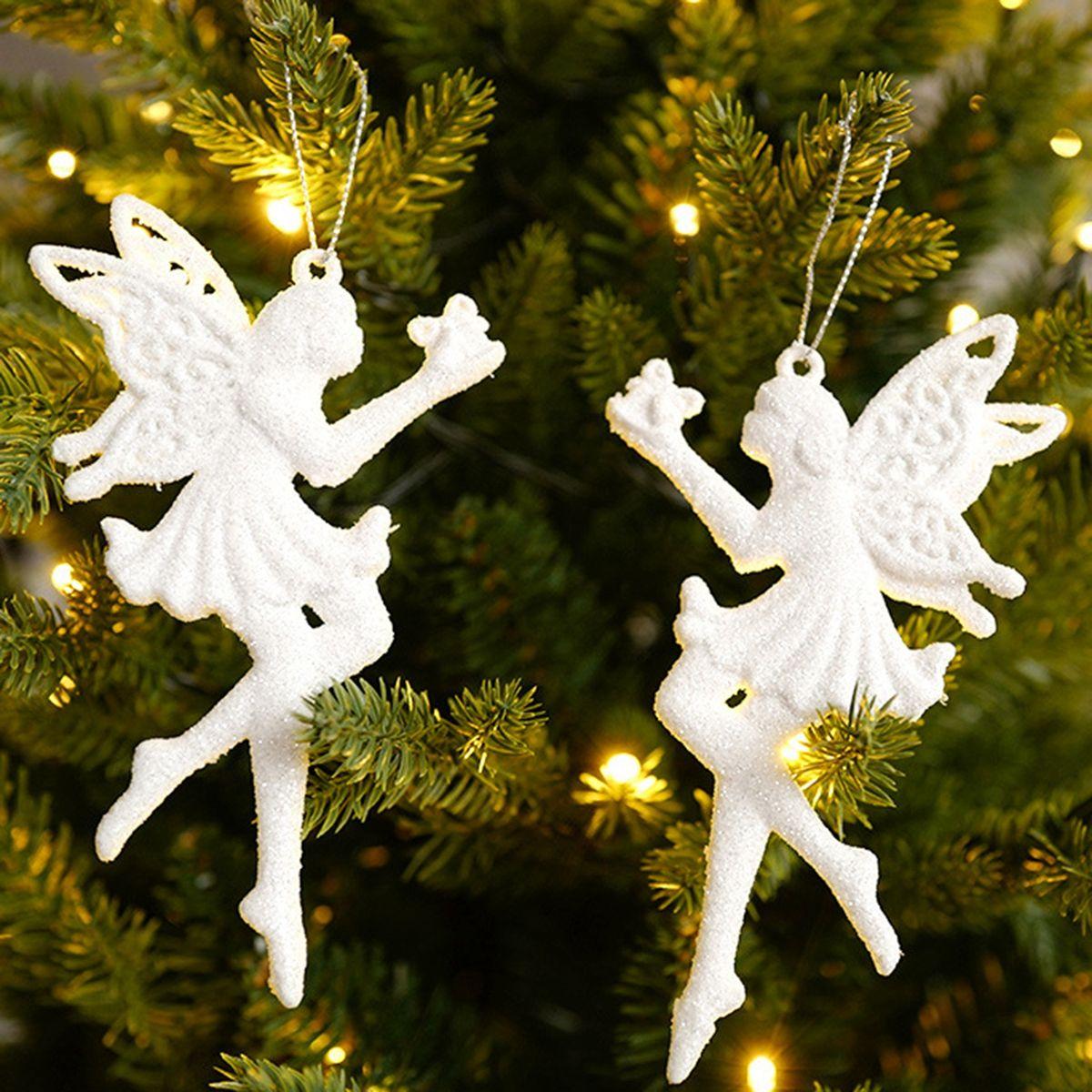 

Charms Wooden Snow Foam Elegant Christmas Tree Decoration Party Supplies Ornaments Hanging Pendants 2pcs Angels