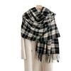 Autumn and Winter High-end Fashion Woven Plaid Scarf Sweet and Elegant Temperament Imitation Cashmere Warm Fringed Shawl