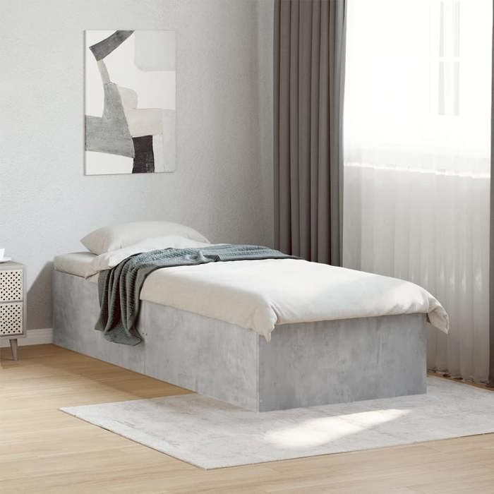 VidaXL Cadre de lit gris béton 100x200 cm bois d'ingénierie, meuble de chambre à coucher, sommier, lit à panneaux, lit, lit 3281052