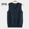 Women Knitting Vest V-Neck Sleeveless Ribbed Trim Solid Color Vest Tops Autumn Winter Loose Fit Knitwear