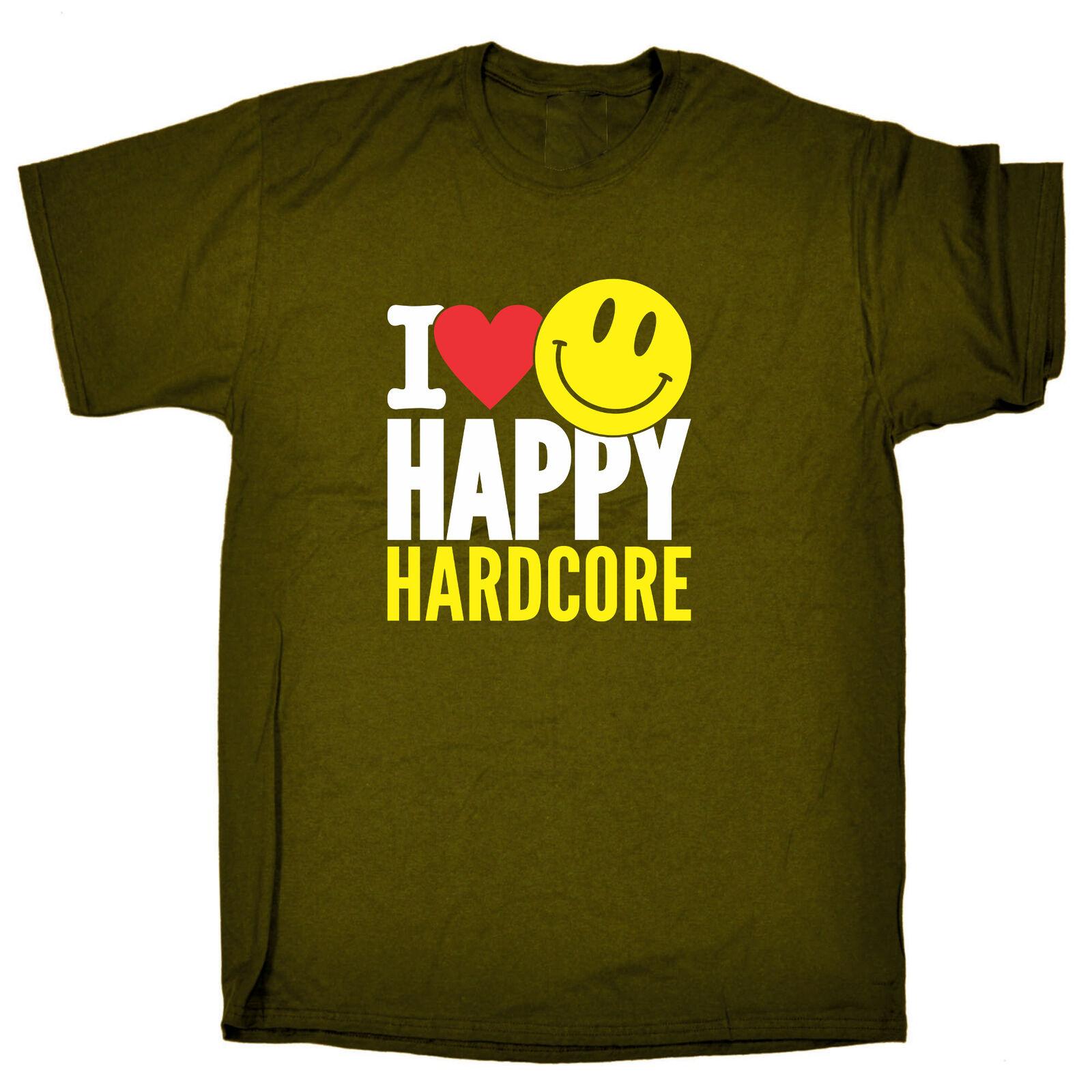 I Love Happy Hardcore - Mens Funny Novelty Tee Top Gift 100% Cotton T-shirt Mens Tees Top 100% Cotton T-shirt Mens Tees Top Tshirts L