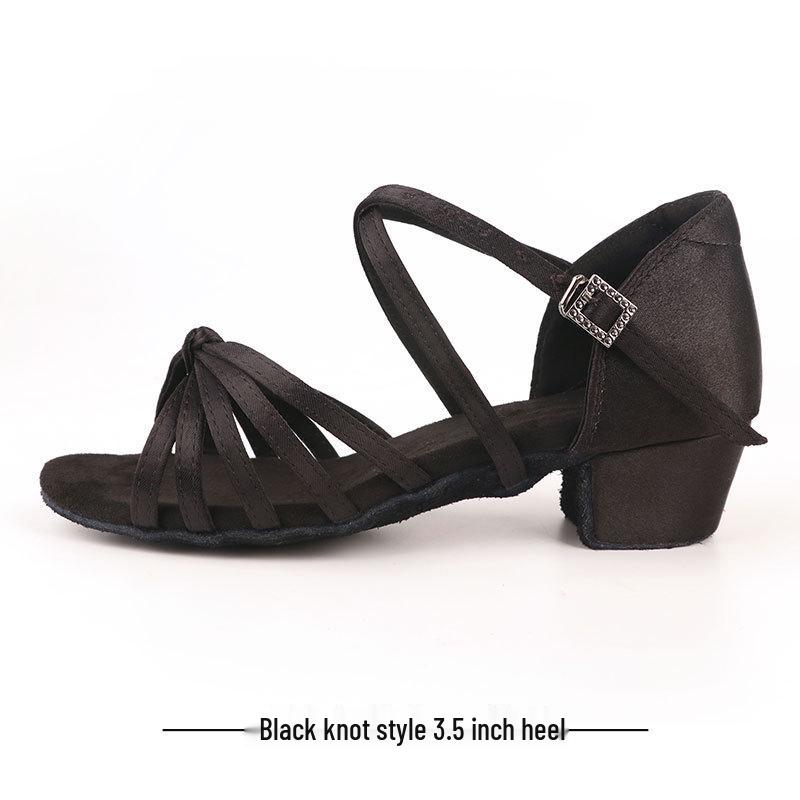 Professional Latin Dance Shoes for Girls and Adults - Mid To Flat Heel, Exam-Level Cha-Cha Shoes, White