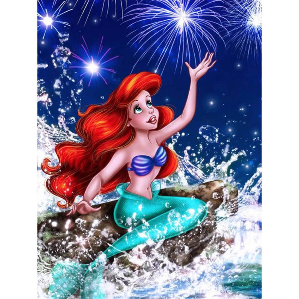 Disney La Sirenetta Ariel Collezione Oceano Pittura Diamante 5D Piena di Diamanti Fai da Te Pittura Diamante Fatta a Mano Cartone Animato Decorazione Kit Pittura
