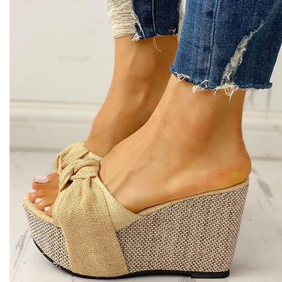 Fashion New Summer Sandals Flat Wedge Heel Fish Mouth Sandals Casual Platform Heel Women's Sandals High Heel Women's Shoes
