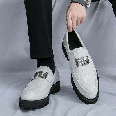 Mocassini bianchi da uomo, da festa e da lavoro, con suola spessa, scarpe eleganti da uomo con plateau, comode, slip-on, nuove scarpe casual alla moda