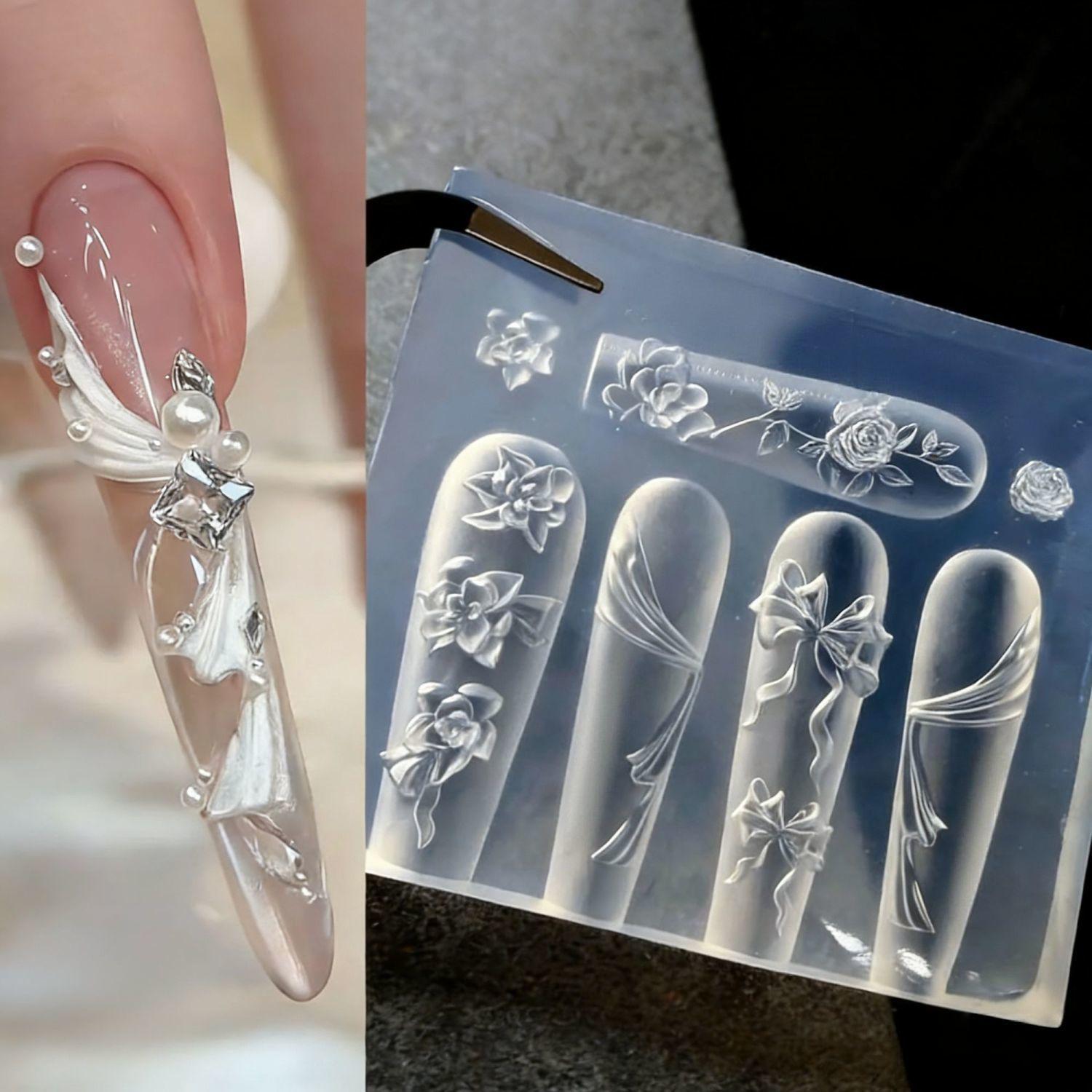 3D Silicone Mold for Wedding Nail Art Decor - High Transparency Tool