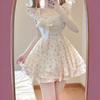 Sweet Spice Girl Floral Dress Women's Small Summer Waist Trouser Dress French First Love Bow Princess Cake Dress