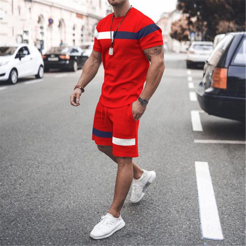Square Summer 3D Print Casual Tracksuit Men’s Suit Short Sleeve T-Shirt +Street Shorts 2Piece Set