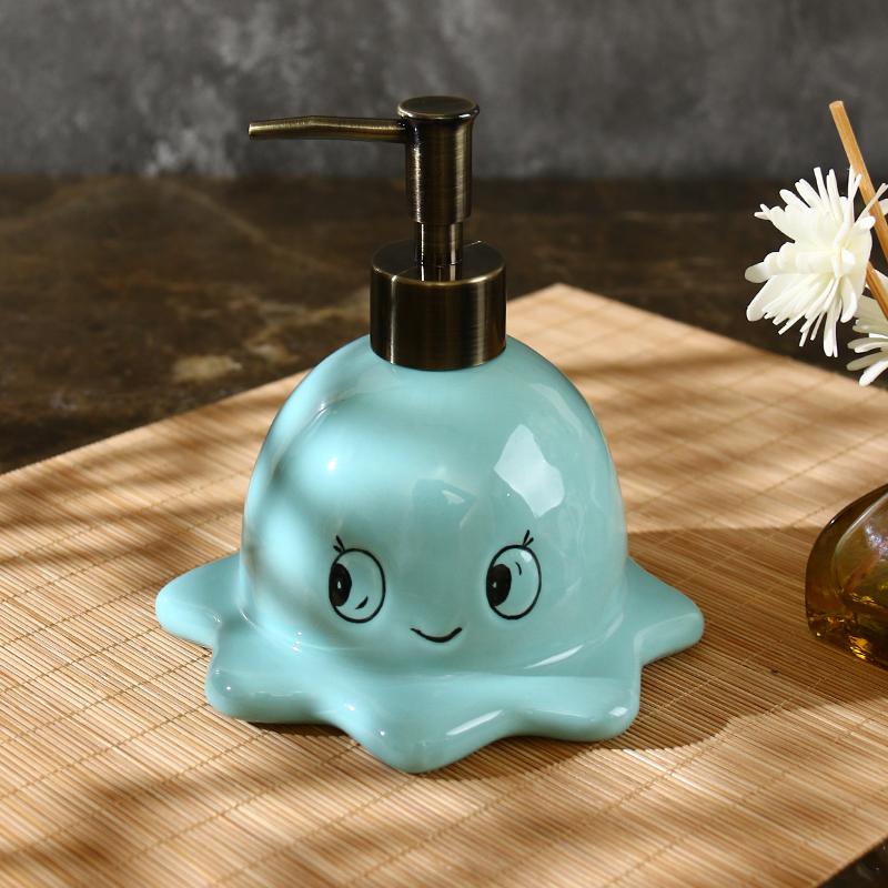 360ml Cute Octopus Ceramic Hand Wash Dispensing Bottle Bathroom Hotel Shower Gel Hair Conditioner Pressing Bottle cup dispenser