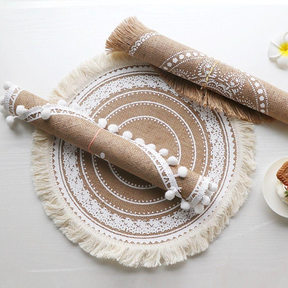 

Linen Kitchen Placemat Cotton Dish Pad Nordic Style Coffee Cup Place Mat Kitchen