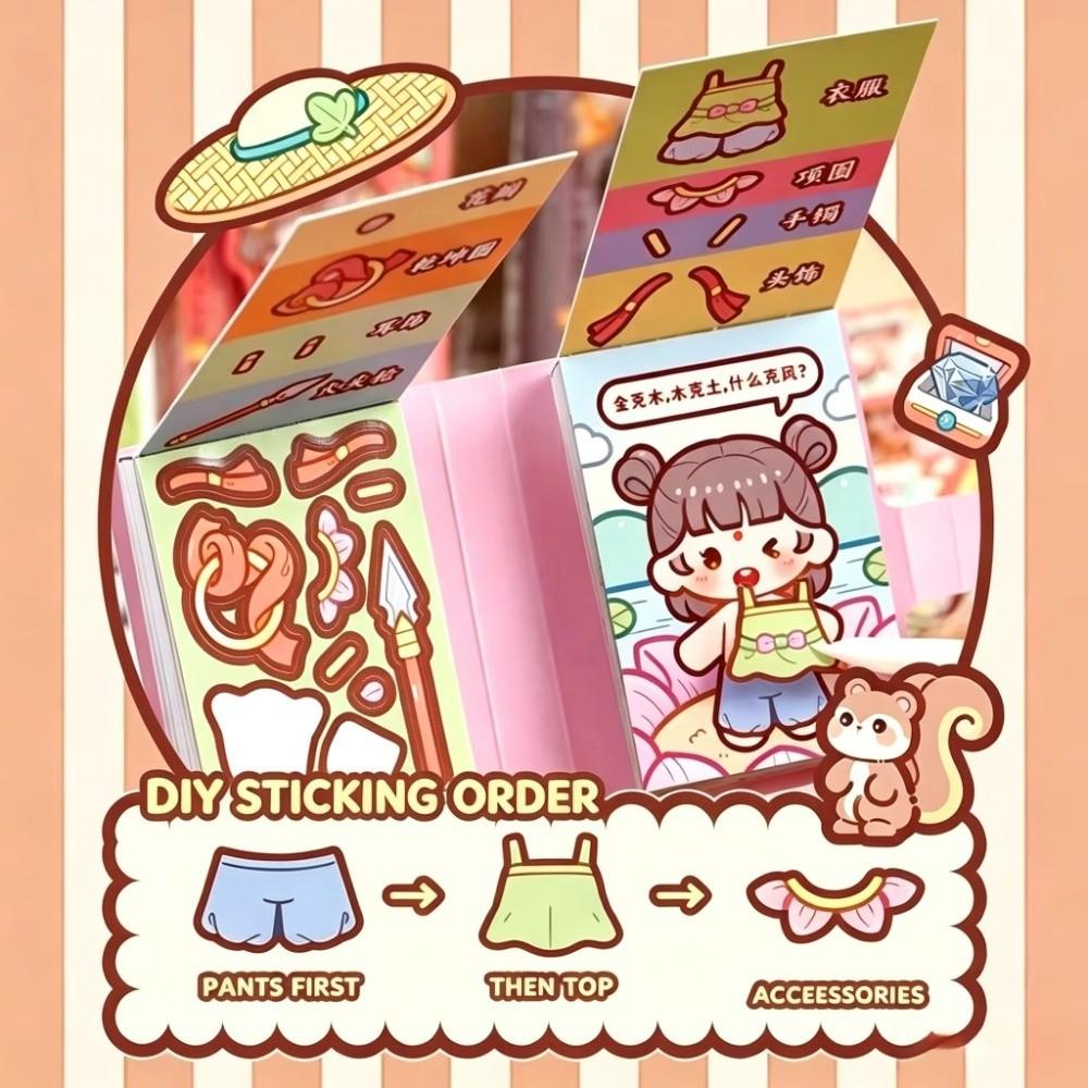 Pre-Cut Stickers Mini Dress-Up Sticker Book Cartoon Style Outfit Sticker Book  Scrapbook Decorating