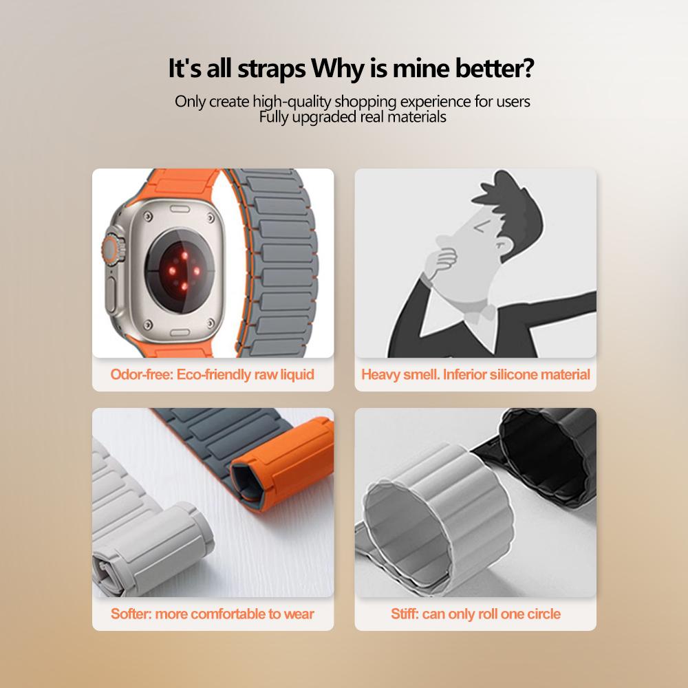 Magnetic Sports Band for Apple Watch Ultra 2 49mm 45mm 44 42mm 38 40 41mm Silicone Strap for iWatch series 9 8 7 6 5 4 ultra