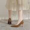 Leopardenmuster spitze hohe Absätze Damen dünne Absätze 2025 Herbst neues Nischendesign modisch, sexy und elegant professionelle einzelne Schuhe