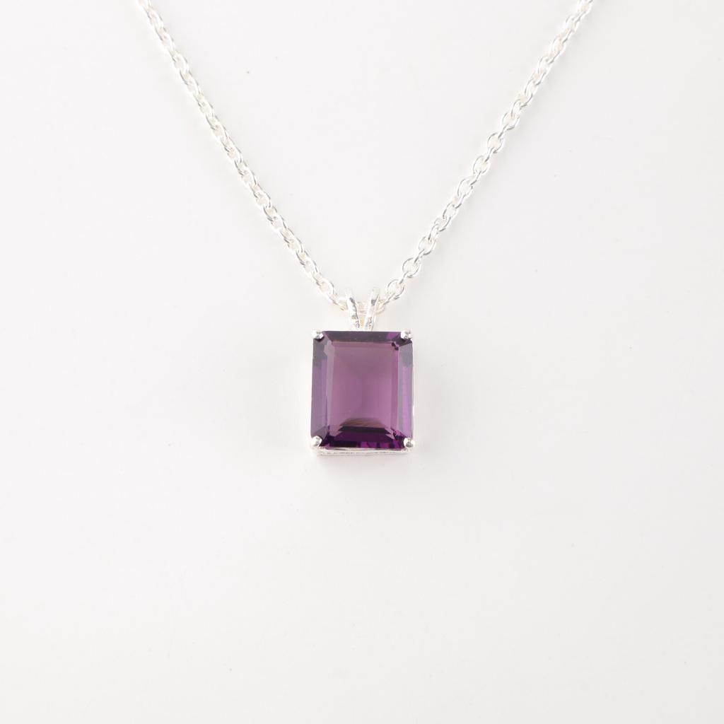Natürlicher Amethyst Edelstein 925 Sterlingsilber Schmuck Damen Anhänger 0,69" Geschenk PP-58-1