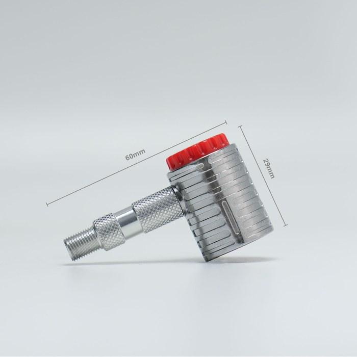 [711L] French Air Chuck - Precision Gauge Inflator Attachment for French Valve Bicycle Tires (Screw Type, Red) Full Size