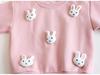 2024 Autumn Baby Girl Korean Hoodie - Cartoon Style with 3D Rabbit Decoration