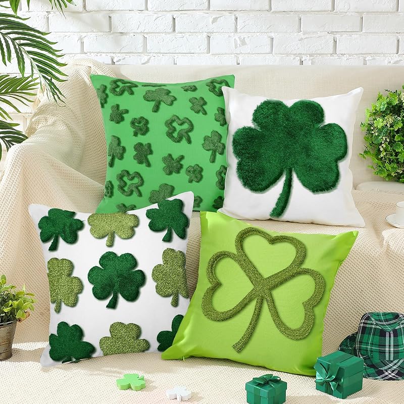 4 Pcs Valentine's Day Throw Pillow Covers 18x18 Inch Red Pink Heart Pillow Cases Soft Heart Shape Embroidery Cushion Covers for Valentine's Day Couch