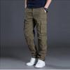 Men's Cotton Cargo Pants - Loose, Multi-Pocket, Straight Leg, Ideal for Spring/Autumn Outdoor Sports
