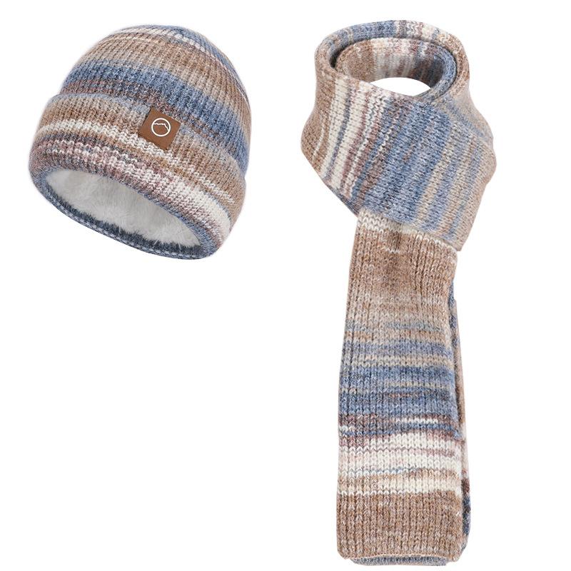 Winter Outdoor Warm Fashion Knitted Hat Women's Gloves Hat Scarf 3-Piece Set