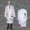 Set costum de om de știință nebun de Halloween cu material din poliester pentru copii și adulți