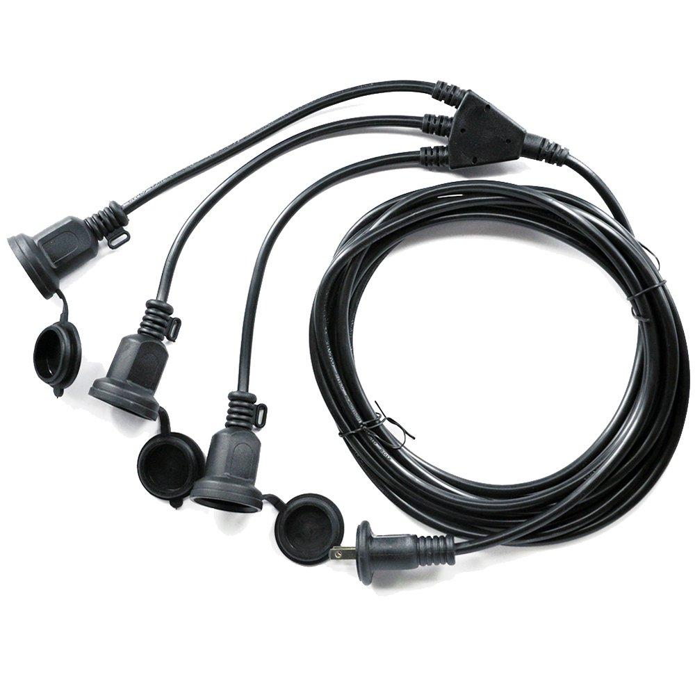 

Exclusive AKIRARI Extension Cord 1m Rainproof Waterproof VCT 2 Core 12A 125V Max 600V Power Cord for LED Illumination Outdoor PSE Certified Rainproof чорний