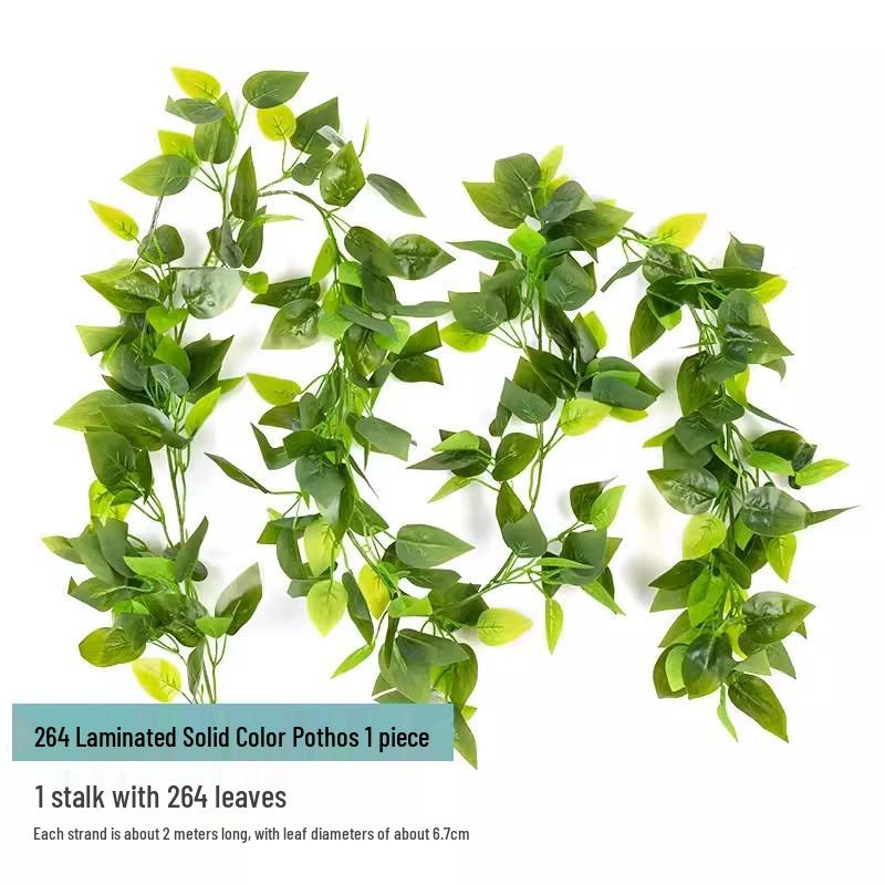Rattan Air Conditioning Pipe Cover with Artificial Green Vines and Leaves