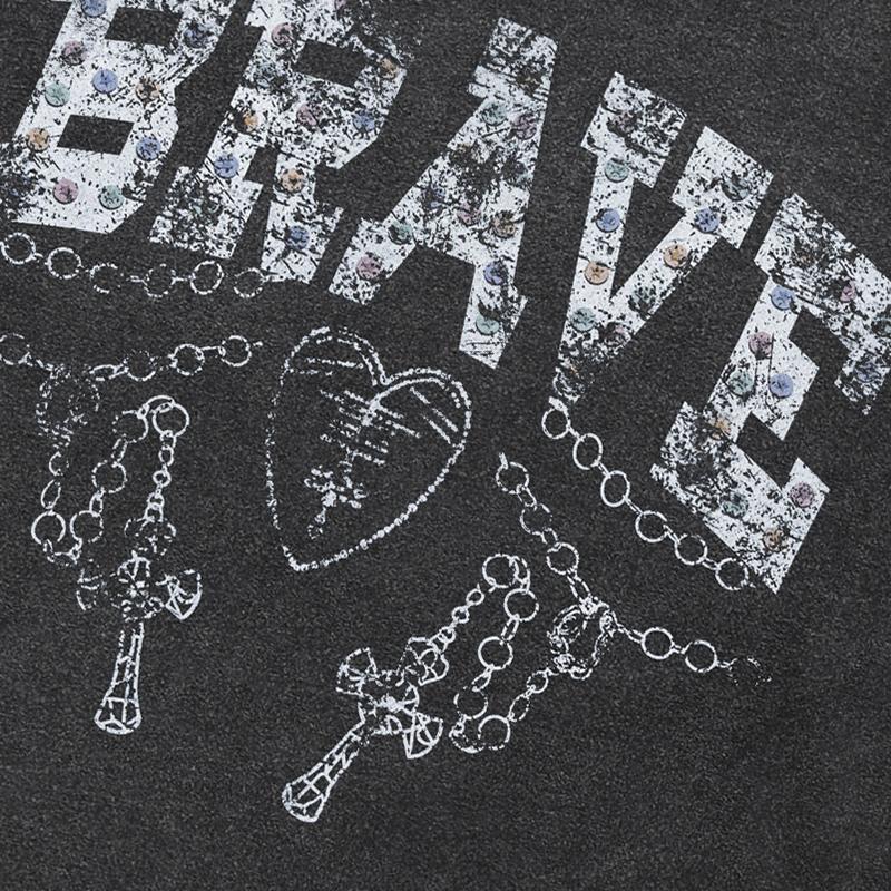 Уличная футболка с двусторонними большими буквами и графикой — фото 3