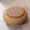 Handwoven Rattan Round Floor Cushion,Meditation Yoga Zafu Pillow Tatami Seat,Natural Boho Style Pouf Ottoman for Zen Living Room