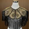 Retro Lace Sequin Qipao Shawl Dress with Beaded Shoulder Cloak