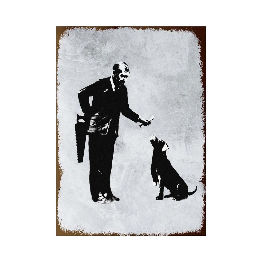 Banksy Graffiti Art Metal Tin Sign Poster Street Wall Painting Love Little Boy Poster Living Room Corridor Bar Home Decoration