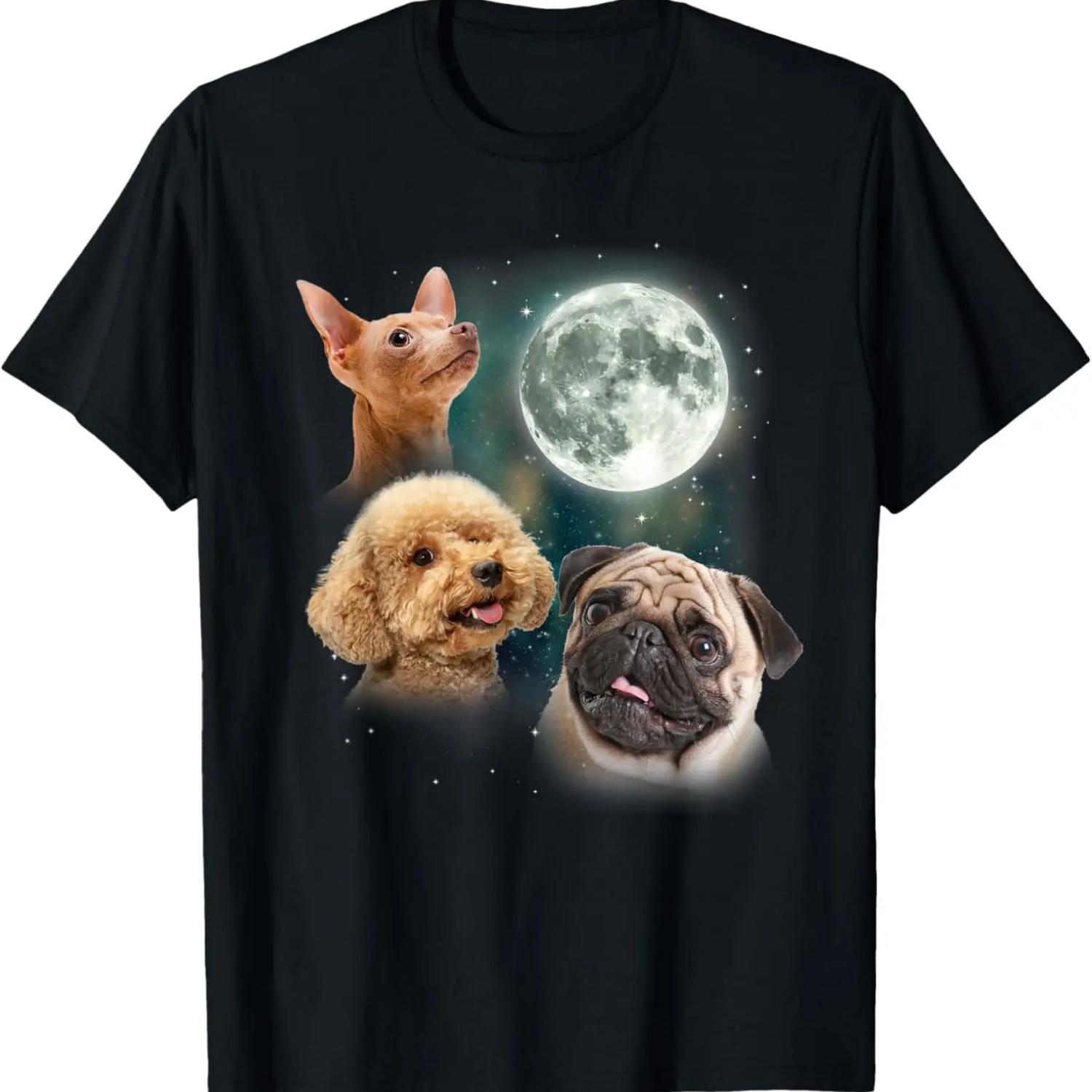 

Funny Dog Shirt _ 3 Doggo Moon Doggie Lovers Howling Canine T-Shirt XXXXXL чорний