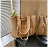 Große strohgewebte Tragetasche im französischen Stil für Damen, lässige Strandtasche, Umhängetasche