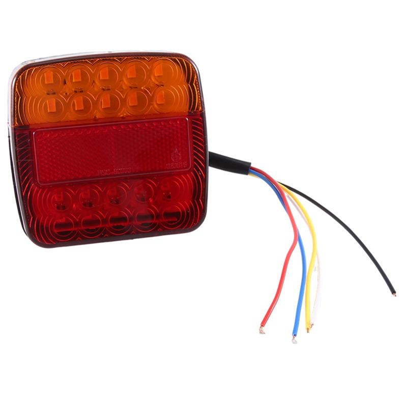 12V LED Square Lamp Two-Color Tail Lamp Universal Car Supplies Replacement Accessories Red Cover