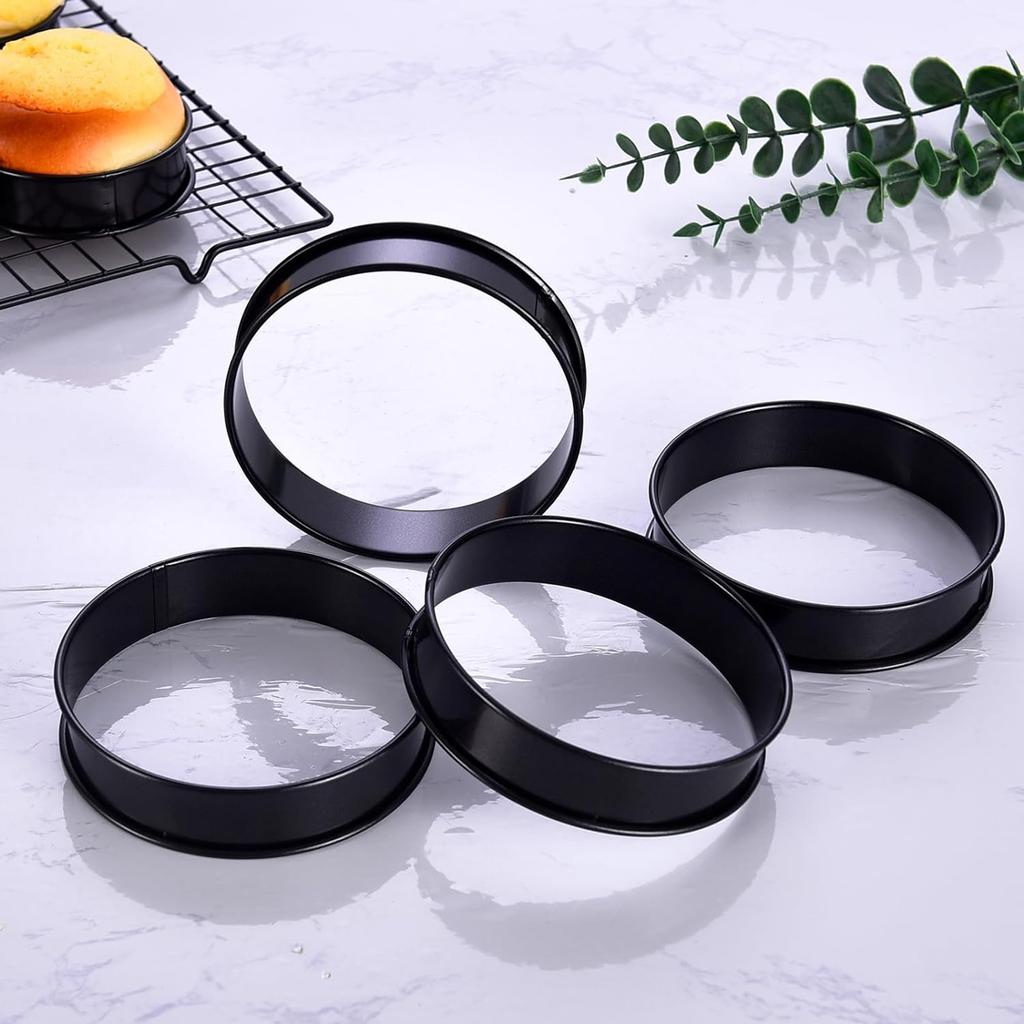 8 Pieces Nonstick Stainless Steel Crumpet Molds Crumpet Rings English Muffin Rings Double Rolled Tart Rings for Baking