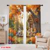 2 Stück, 2D-Flachdruck Beliebte Vorhänge Herbst Tierparty Langlebiger 100% Polyesterstoff (ohne Stange) Dekorationen im Inneren von Ldeal