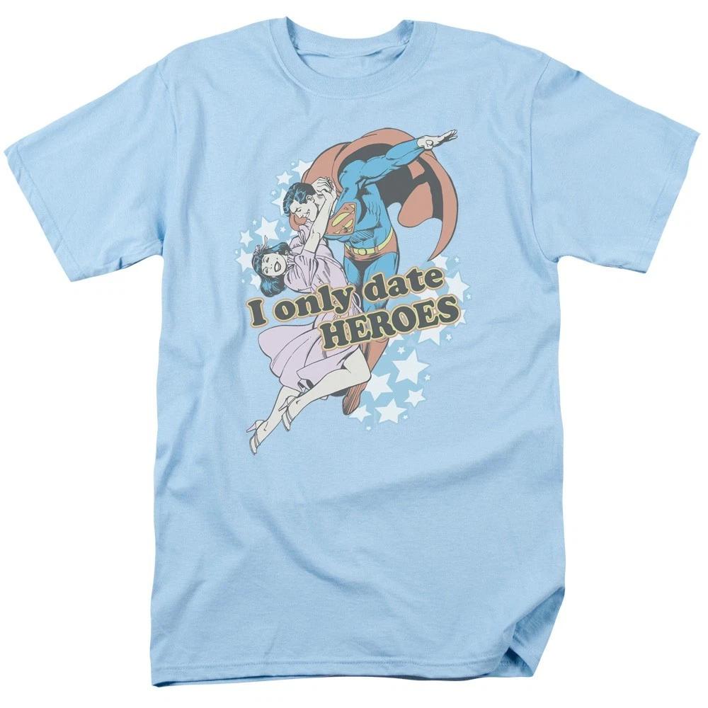 SUPERMAN I ONLY DATE HEROES Licensed Adult Men s Graphic Tee Shirt SM-3XL XL