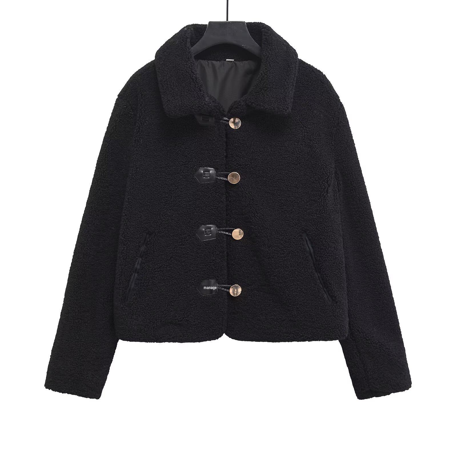 

Женское однобортное пальто из искусственной овчины - Модный предмет сезона Осень/Зима 2024 (9619) S чёрный