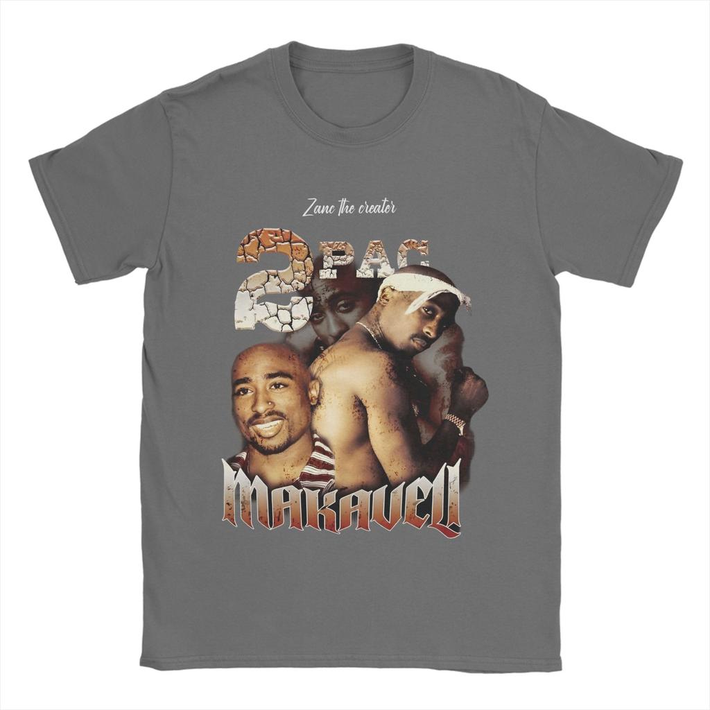 Retro Tupac  2pac Hip Hop T-Shirt Men's Cotton Short Sleeve Rapper Crewneck Summer Top Tee