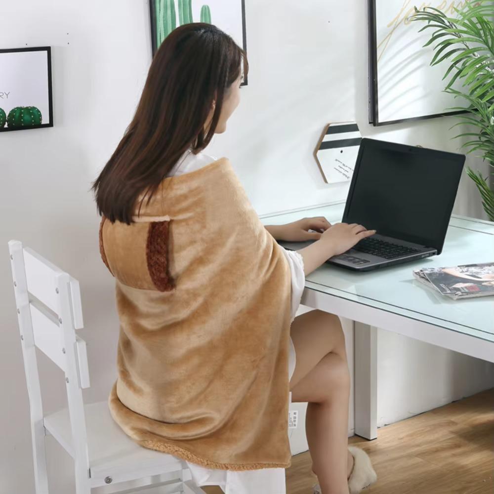 with Hand Warmer Pocket Electric Blanket Flannel Winter Warming Blanket Office