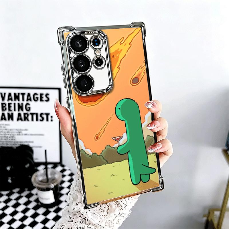 

Cartoon J-Joguman Dinosaur Soft Phone Case For Samsung Galaxy S26 Ultra S25 Edge S24 FE S23 Plus S22 S21 + S20 Plating Anti-Fall Samsung S25 Ultra