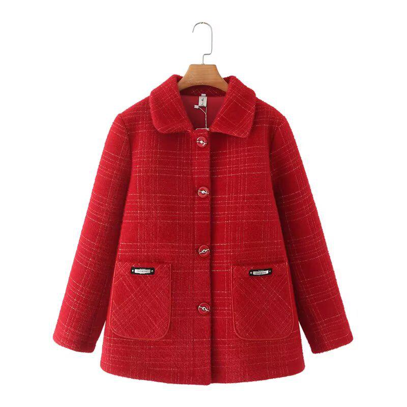 

2024 Plus Size Velvet Women s Coat: Autumn/Winter Fashionable & Versatile Jacket for Women 3XL вино красного