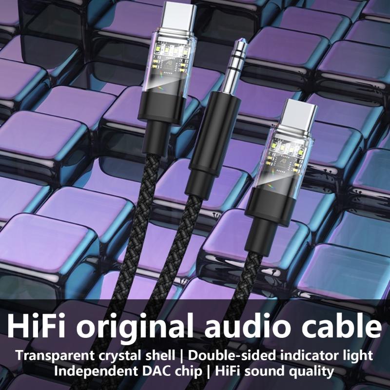 14cm/1m Long USB C to 3.5 Dongle Cord Type C to 3.5mm Plug Adapter Cable Line for Note 10/20/S20/21 Smartphones