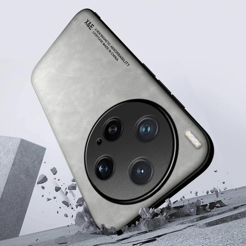 For VIVO X300 Ultra X300S PU Leather Car Magnetic Holder Silicone Back Cover For VIVO X300 S Built-in iron Protection Phone Case