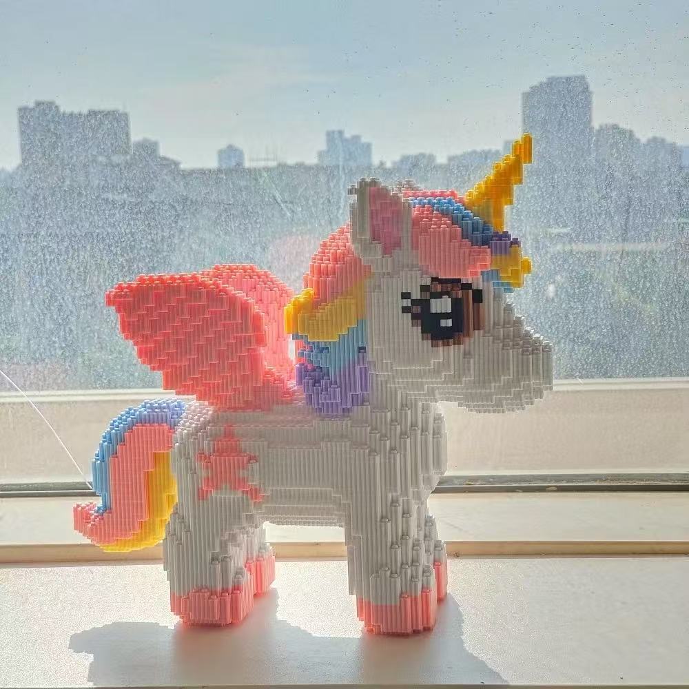 3D Animal Large Heavy Unicorn Micro Diamond Building Block Small Particle Brick Toys Children's Birthday Gifts Home Ornament