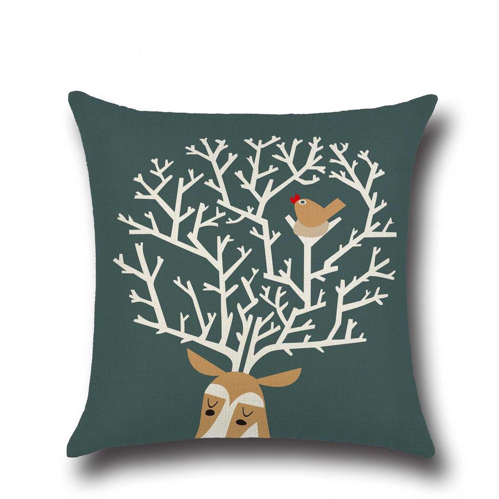 Christmas Elk Christmas Pillowcase Without Core, Composite Flax Prevents Mildew and Sweat Absorbs, Can Be Customized for Pillows
