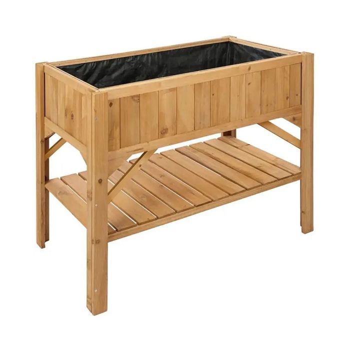 Raised Planter - HB92 Divit - Weather-resistant Wood - Integrated Shelves - 119x53x124 Cm