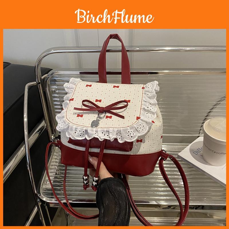 Fashion Girl Pu Small Handbag With Lace Trim For Daily Casual Use