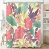 Tenda da Bagno Doccia alla Moda con Stampa Floreale Rosa Verde Viola Tessuto Impermeabile Decorativo per Set di Rivestimento per Bagno Decorazione