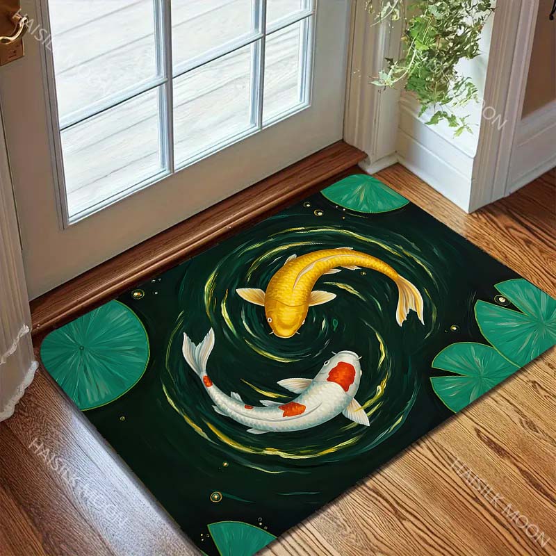 Multiple sizes Two koi fish in pond Carpet for Living Room Bedroom Sofa Home Decor Rug Non-slip Floor Mat Luxury Gift